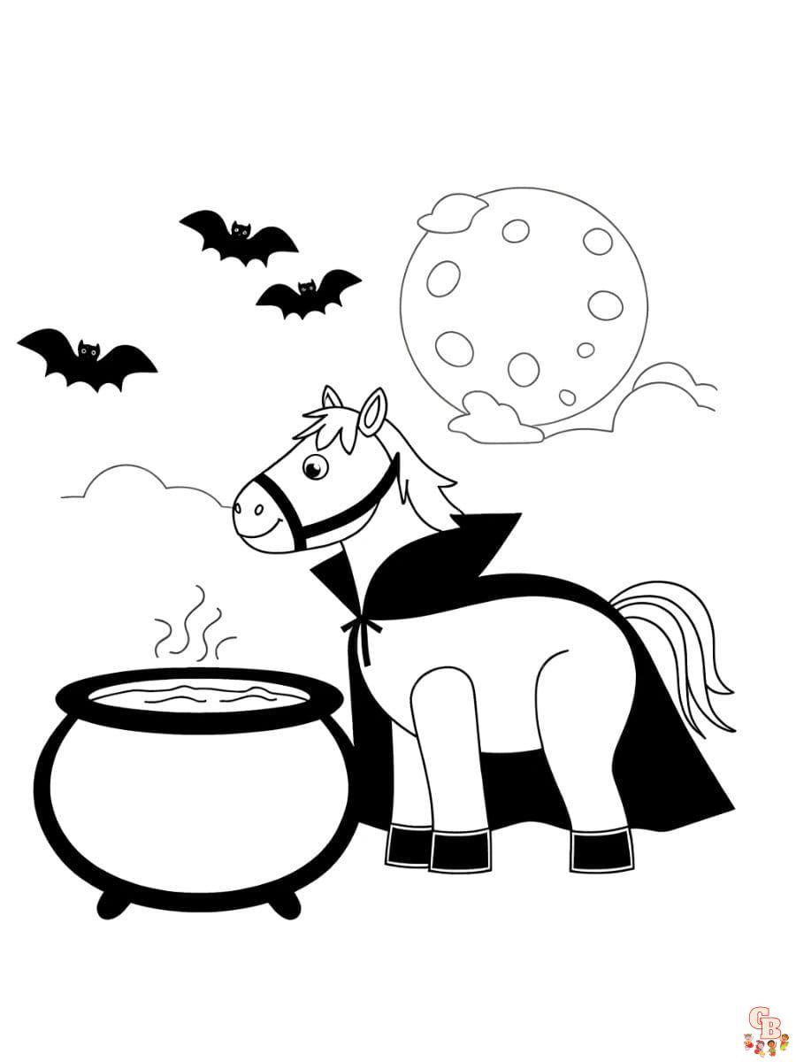 halloween horse coloring pages to print