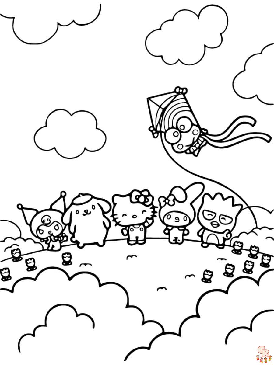 hello kitty and friends characters coloring pages