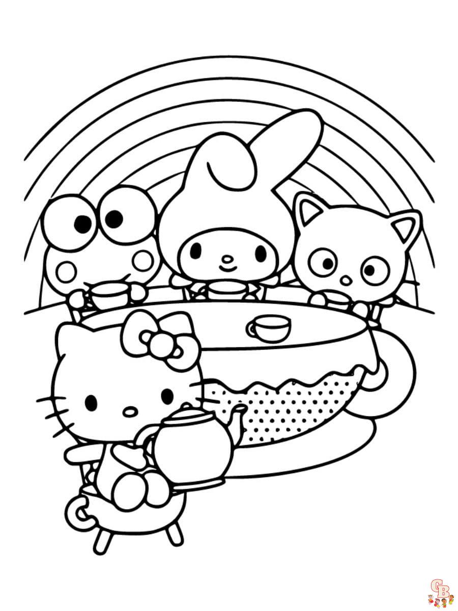 hello kitty and friends coloring pages free