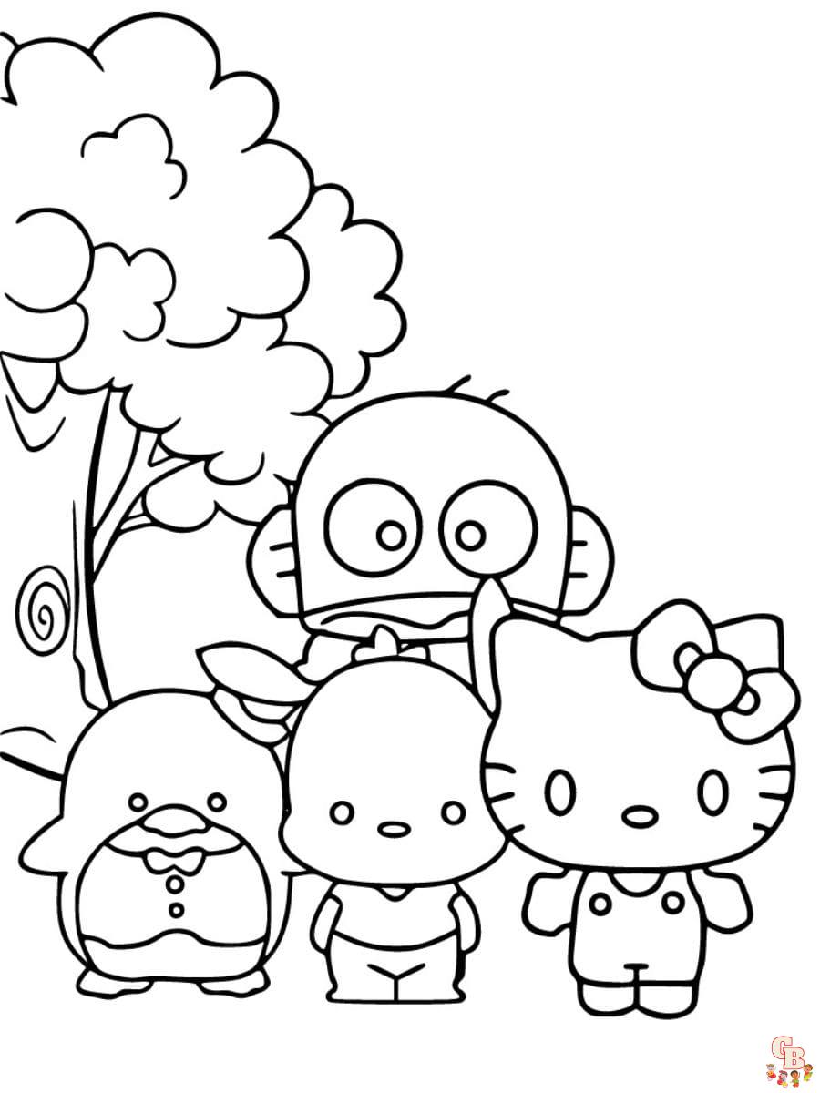hello kitty and friends coloring pages printable