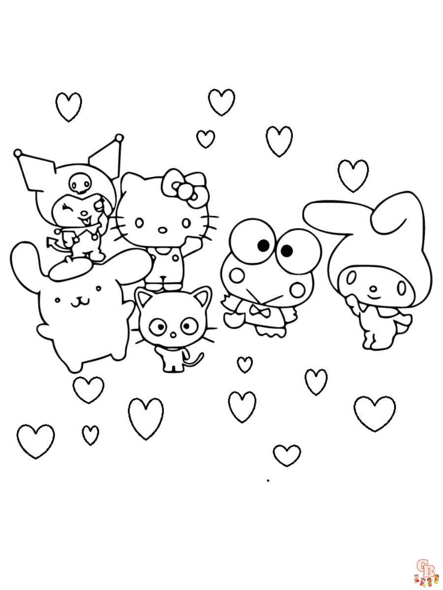 hello kitty and her friends coloring pages