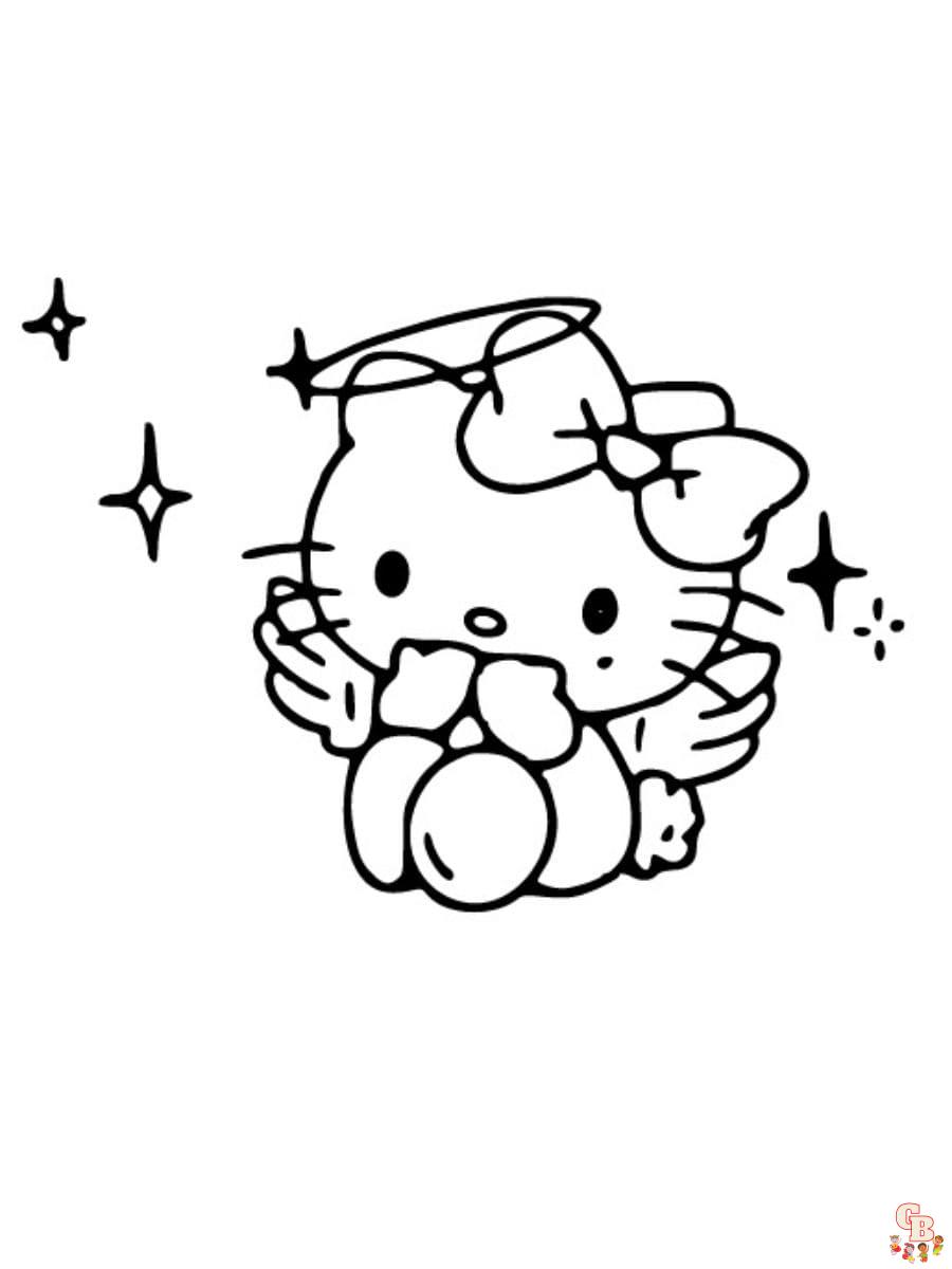 hello kitty angel coloring page