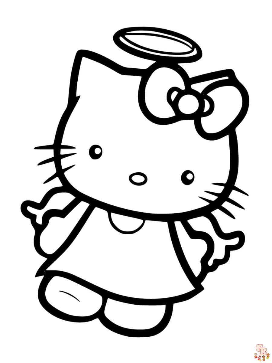 hello kitty angel coloring pages free