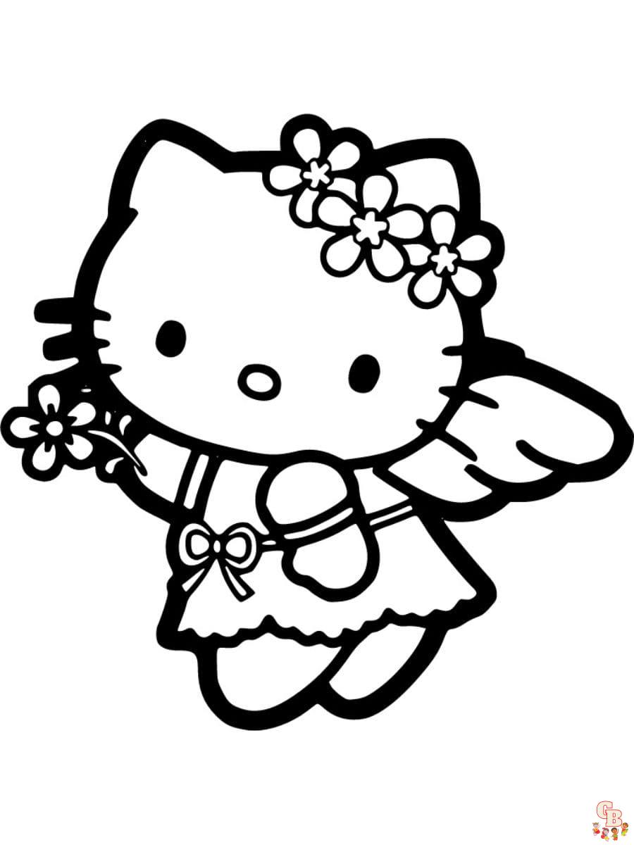 hello kitty angel coloring pages to print
