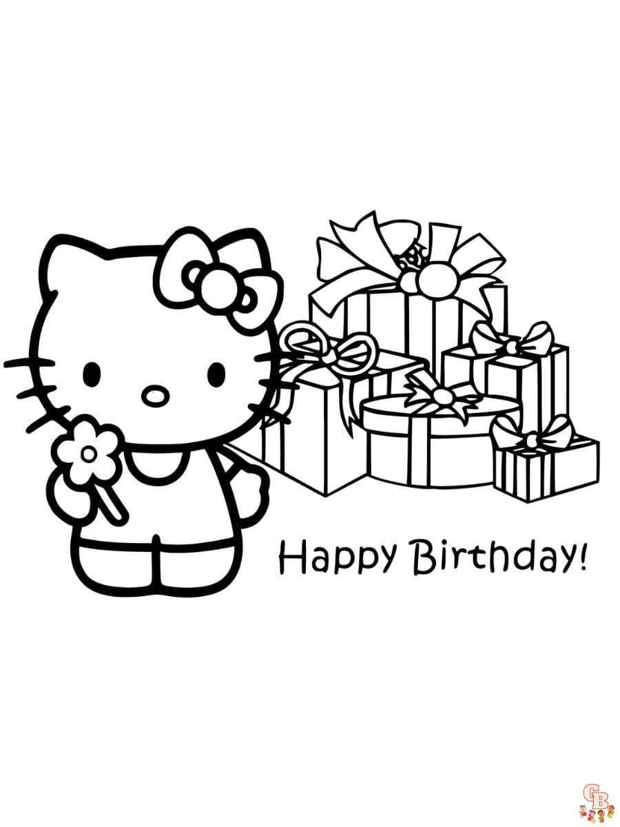 hello kitty birthday coloring page