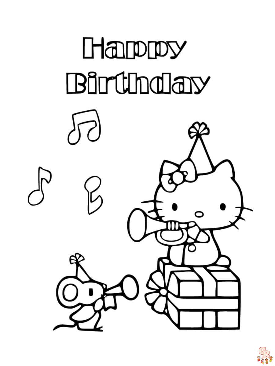 hello kitty birthday coloring pages free printable