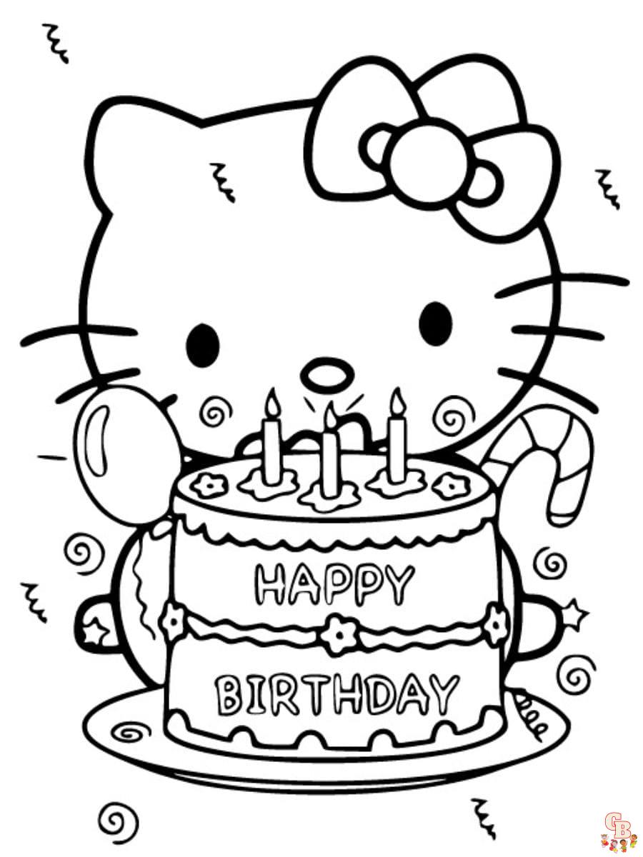 hello kitty birthday coloring pages free