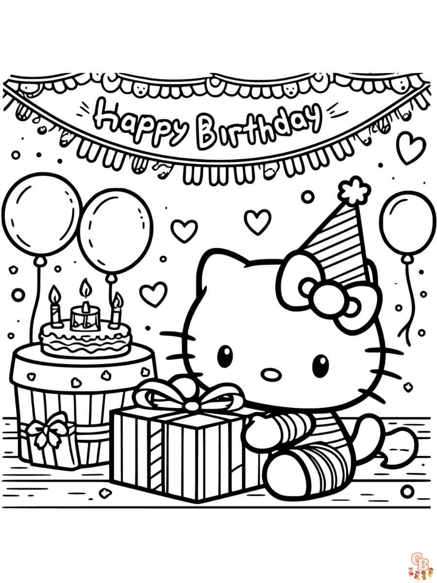 hello kitty coloring pages birthday