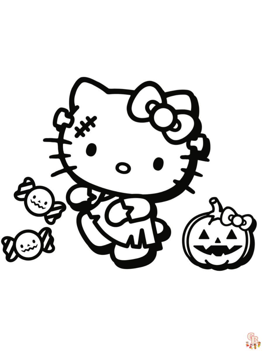 hello kitty coloring pages halloween