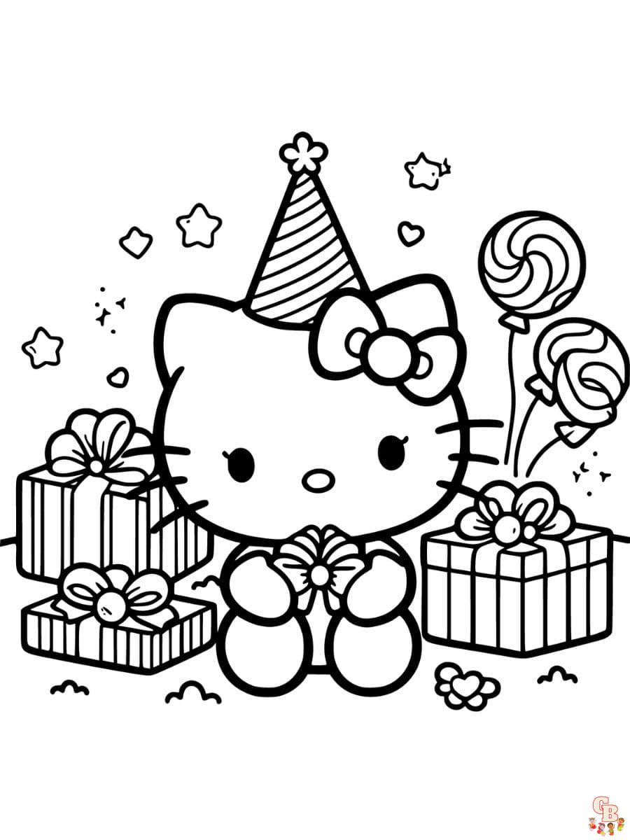 hello kitty coloring pages happy birthday