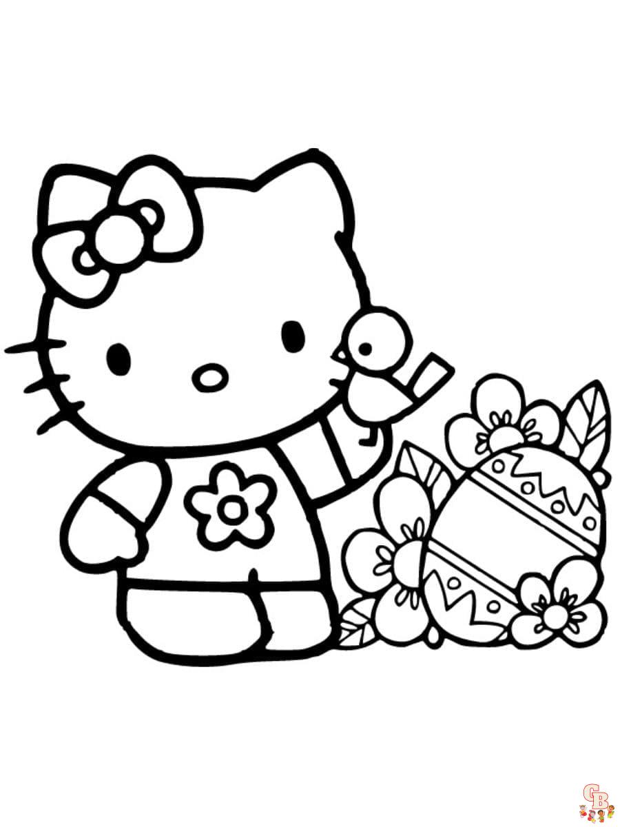 hello kitty easter coloring pages free