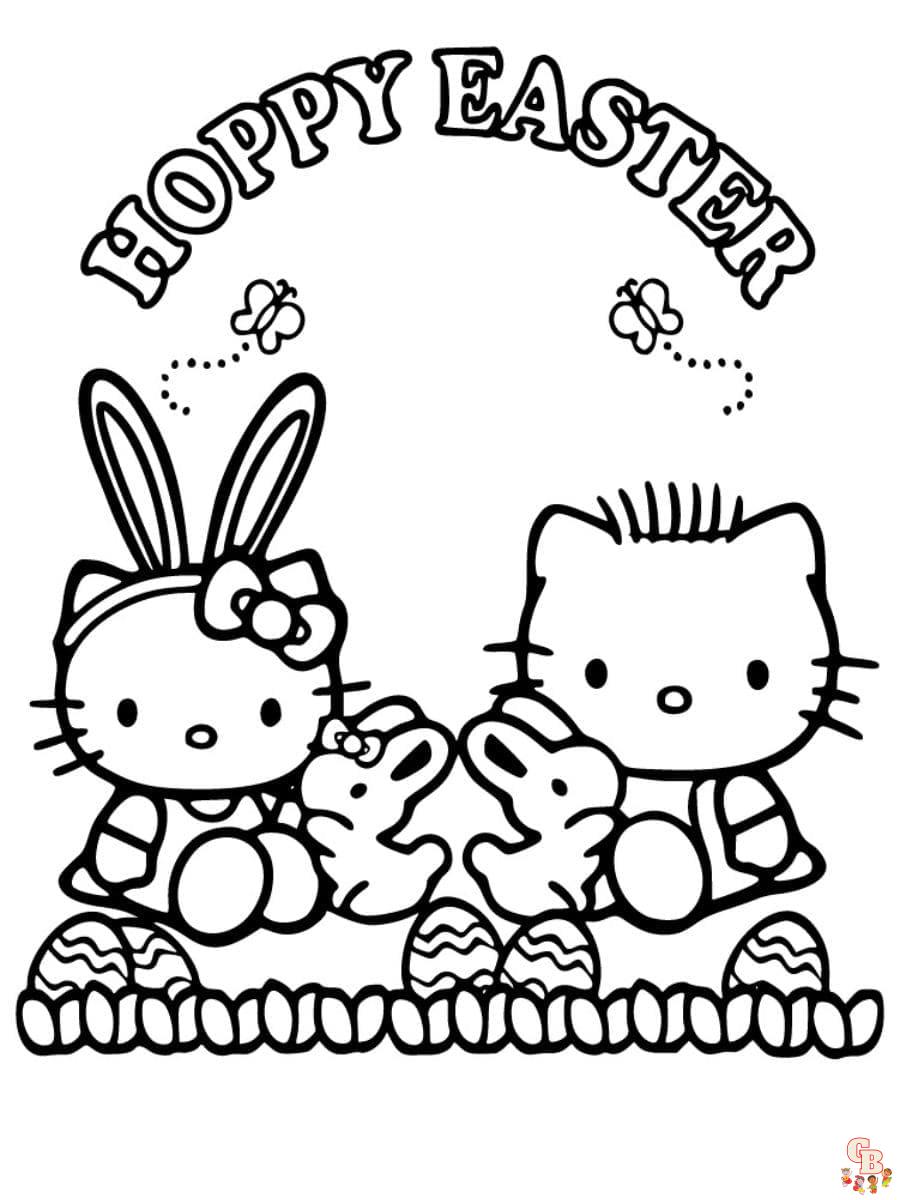 hello kitty easter coloring pages to print