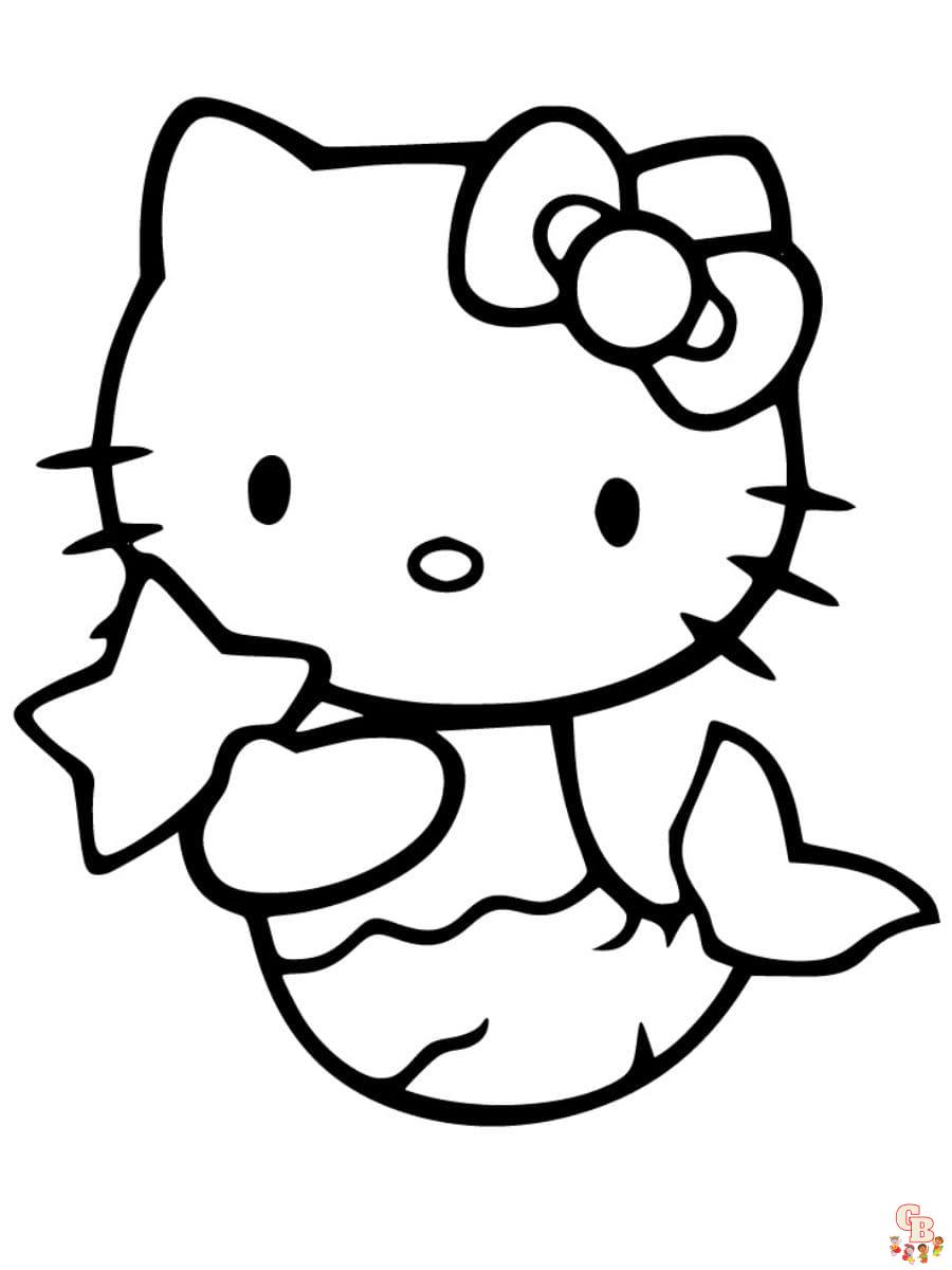 hello kitty mermaid coloring page