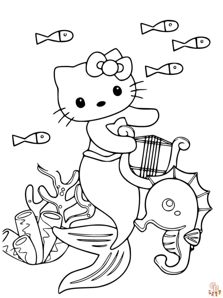 hello kitty mermaid coloring pages printable