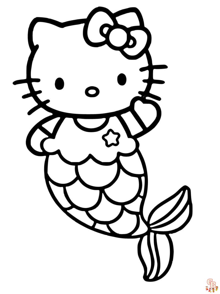 hello kitty mermaid coloring pages to print free