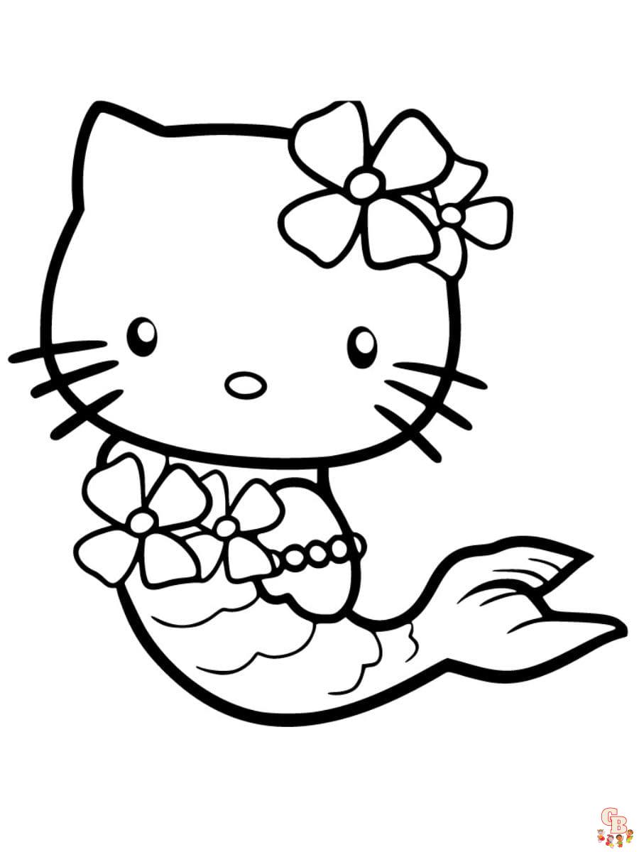 hello kitty mermaid coloring pages to print