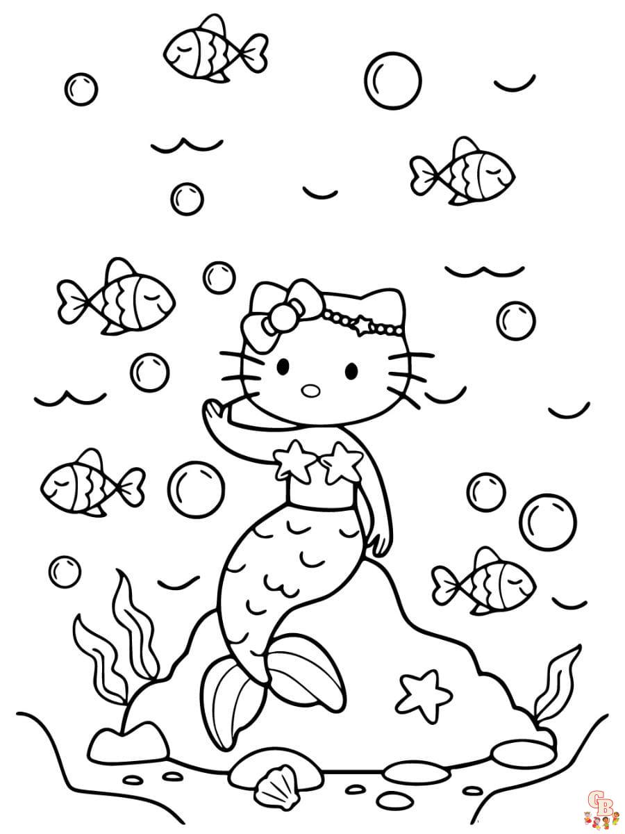 hello kitty mermaid coloring sheets