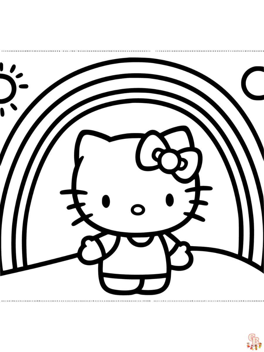 hello kitty rainbow coloring pages easy