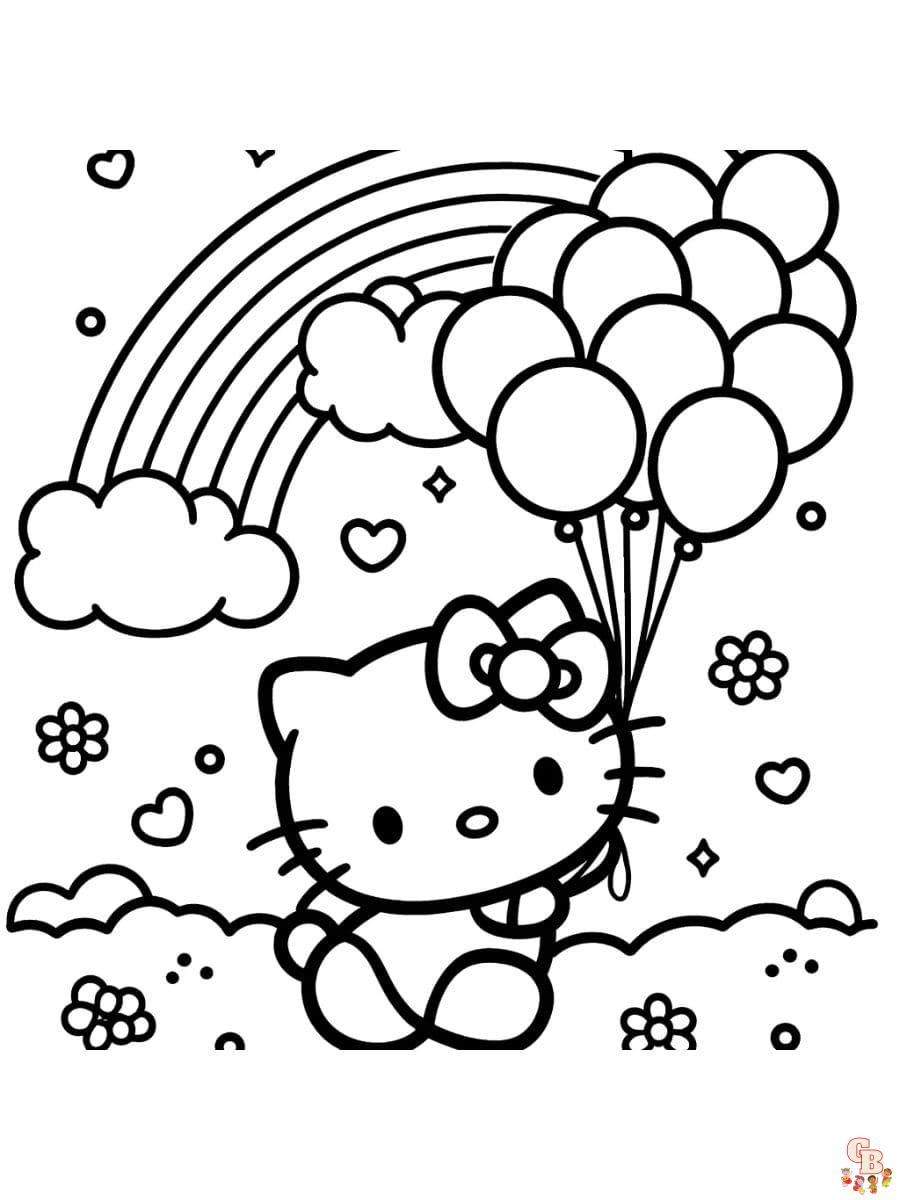 hello kitty rainbow coloring pages free printable