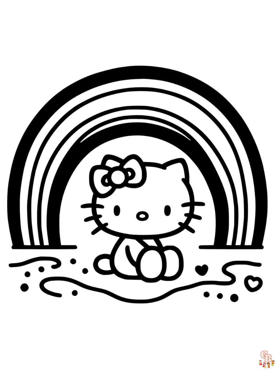 hello kitty rainbow coloring pages free