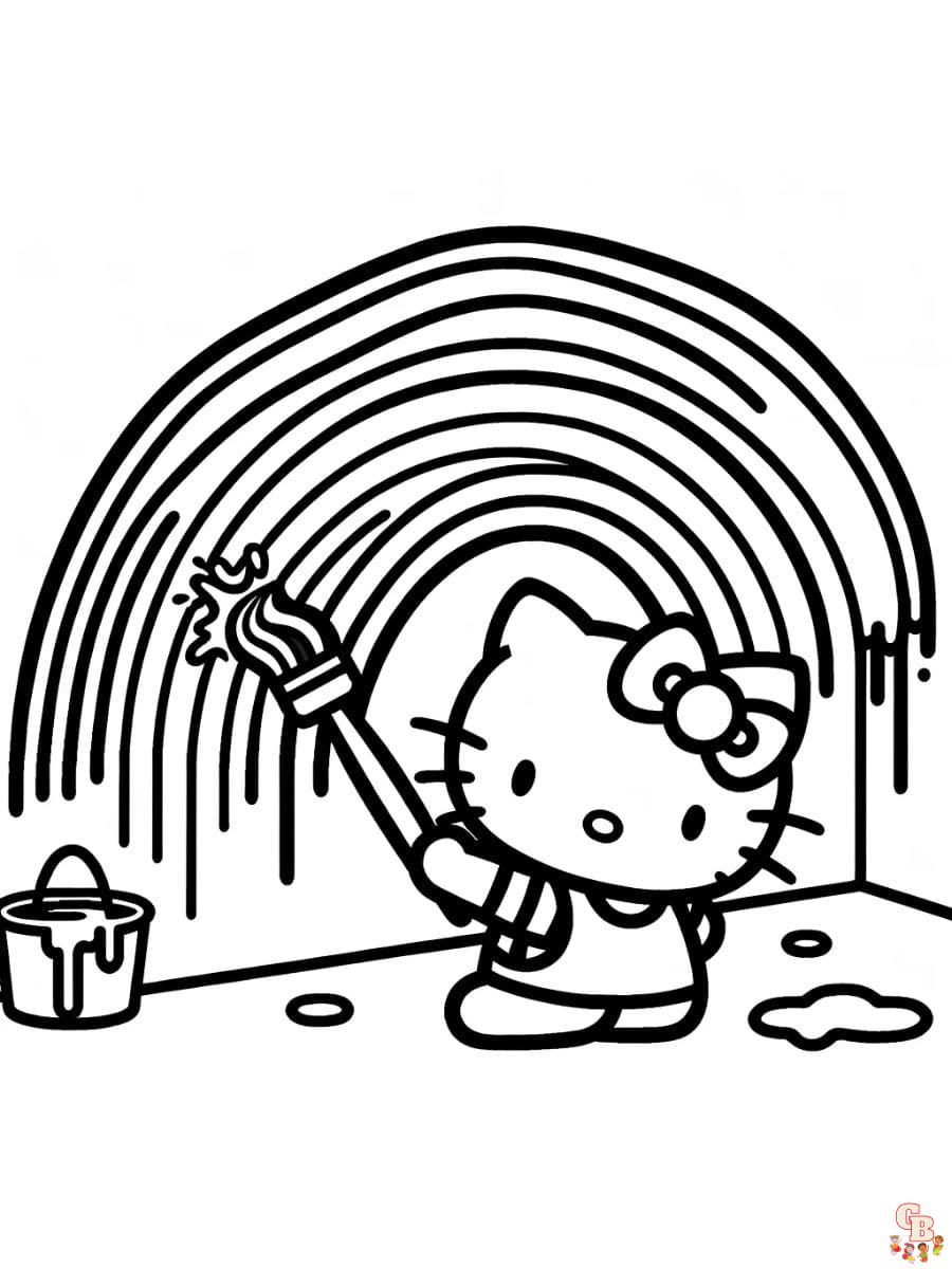 hello kitty rainbow coloring pages printable free