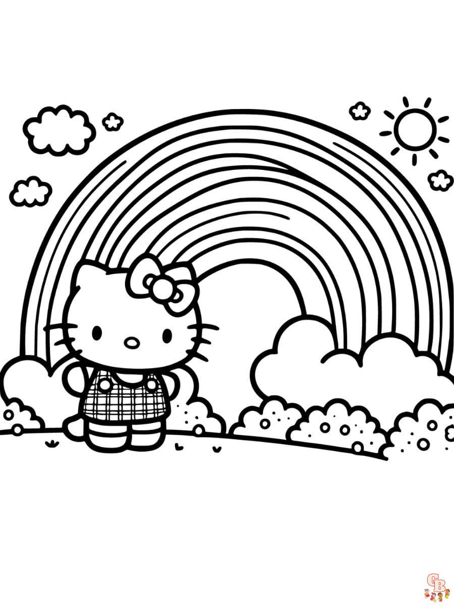 hello kitty rainbow coloring pages printable