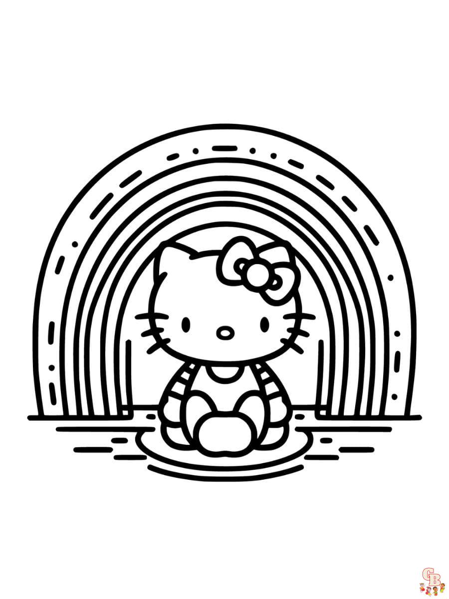 hello kitty rainbow coloring pages to print free