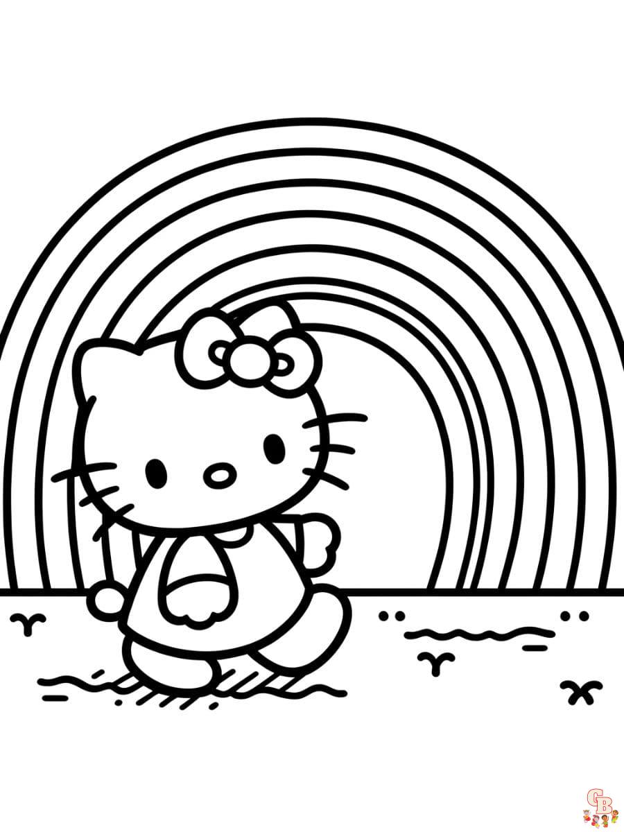 hello kitty rainbow coloring pages