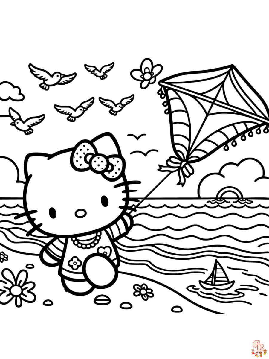 hello kitty summer coloring easy