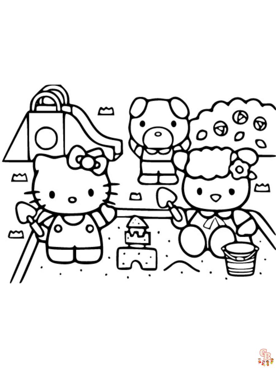 hello kitty summer coloring page free