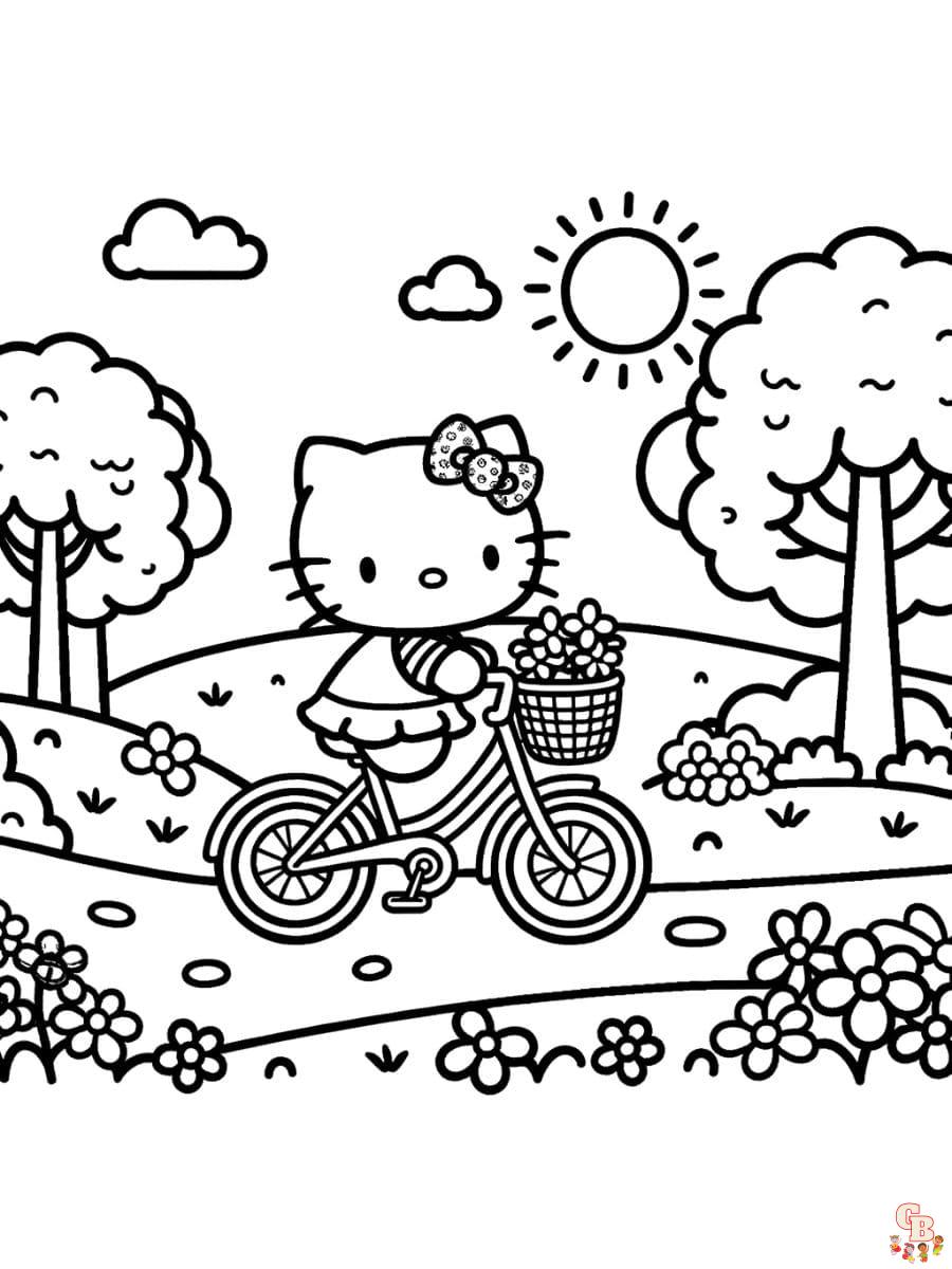 hello kitty summer coloring pages free