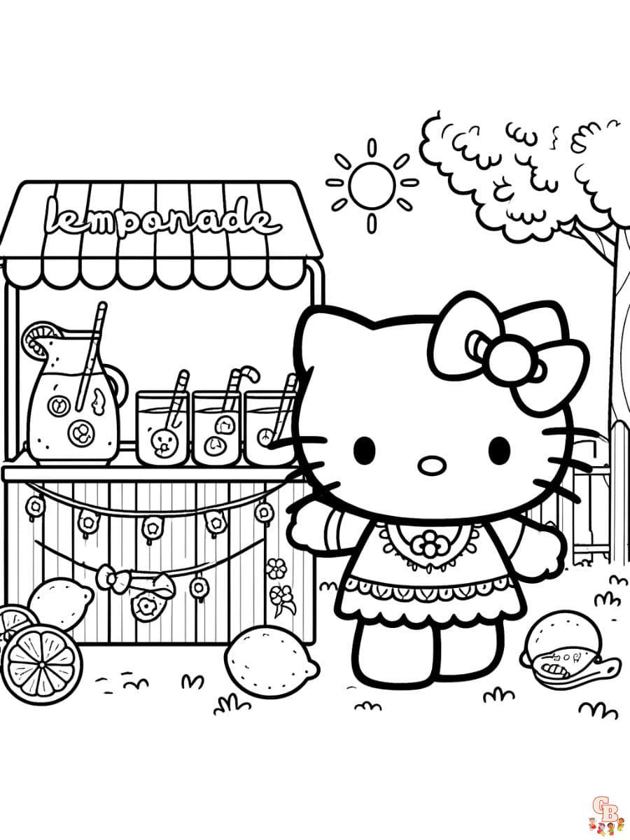 hello kitty summer coloring pages printable