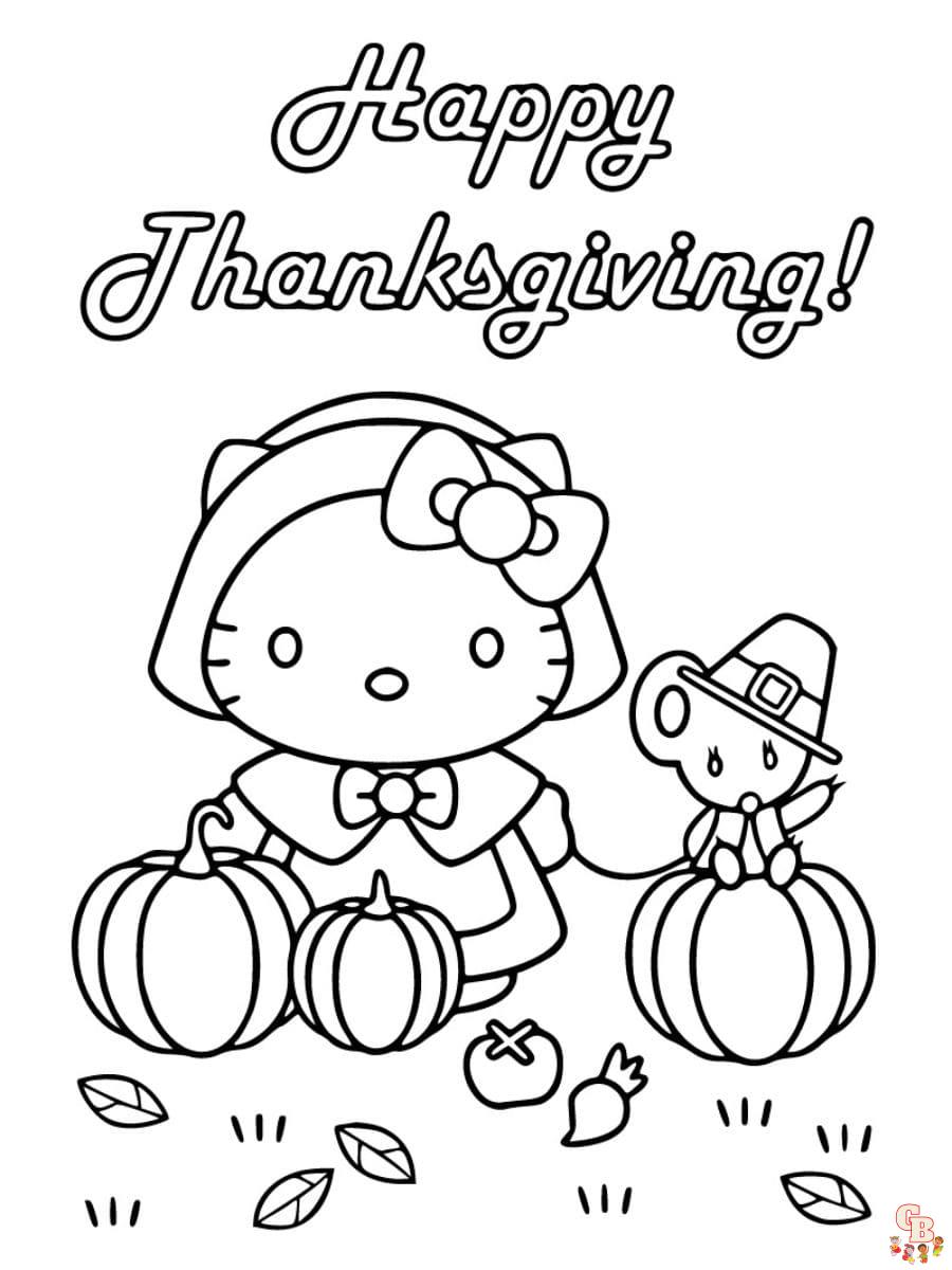 hello kitty thanksgiving coloring pages printable
