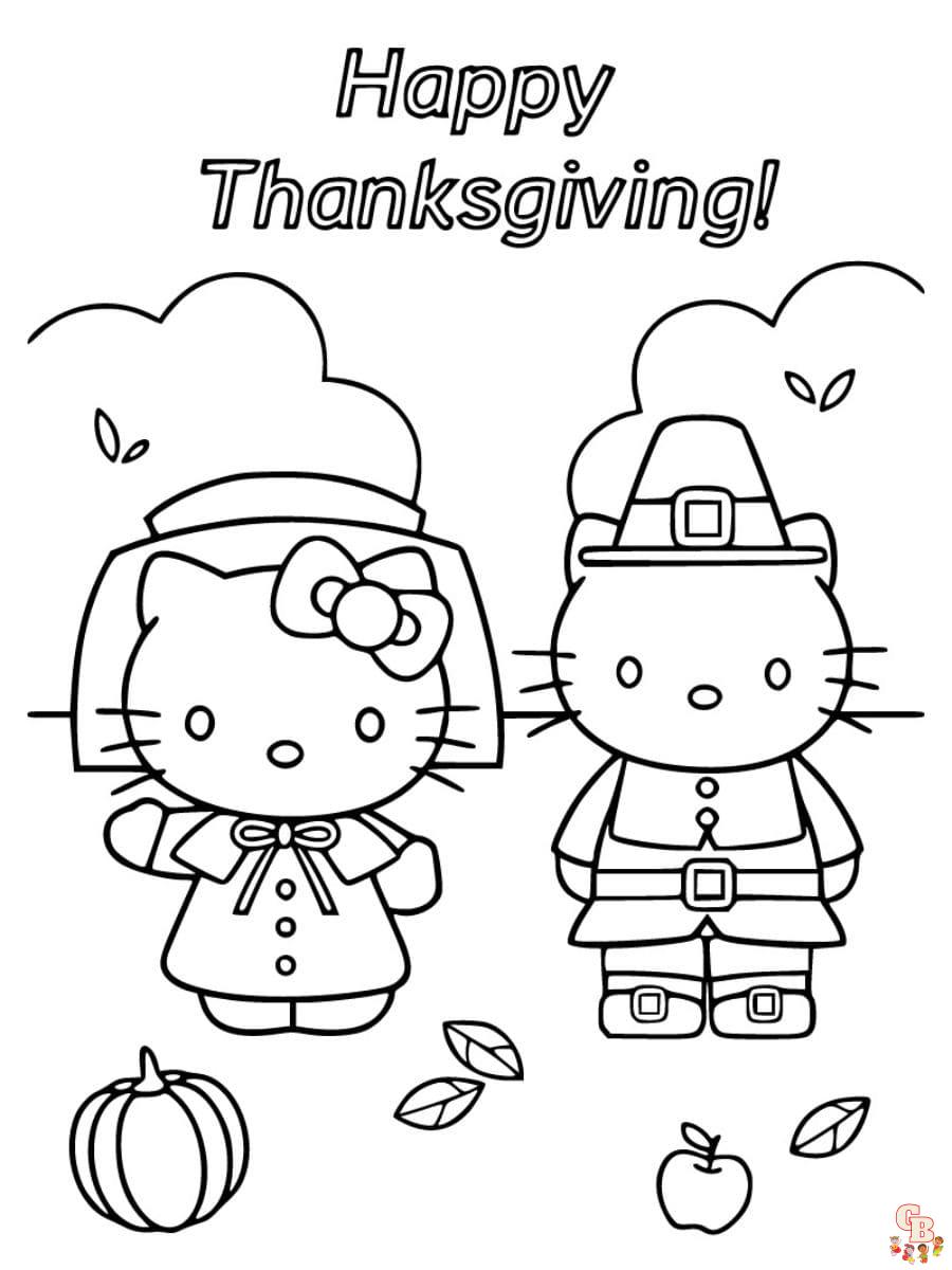 hello kitty thanksgiving coloring pages to print