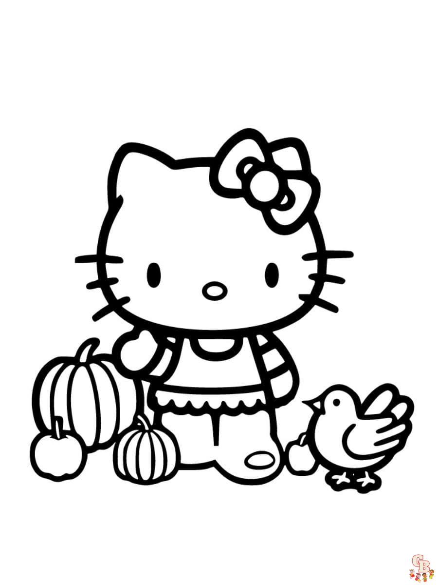 hello kitty thanksgiving coloring pages