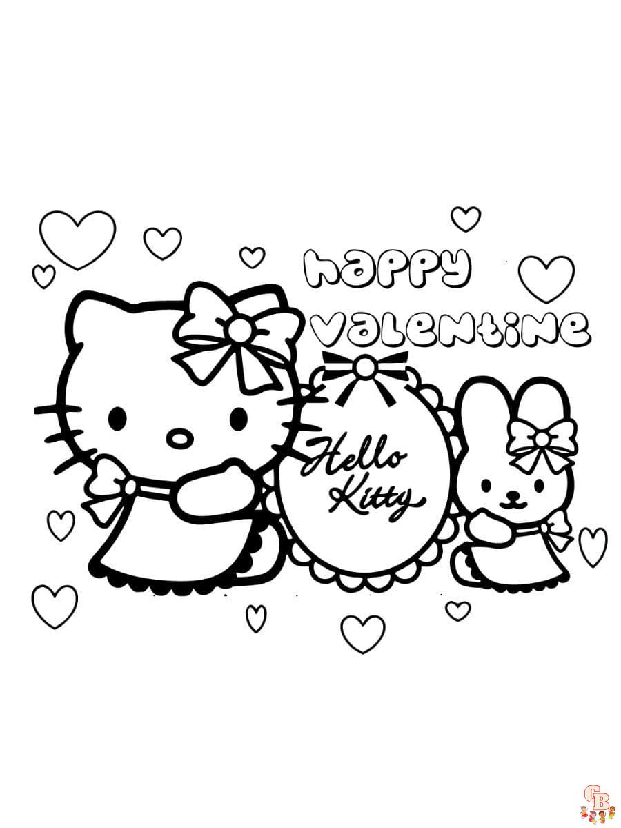 hello kitty valentines coloring page