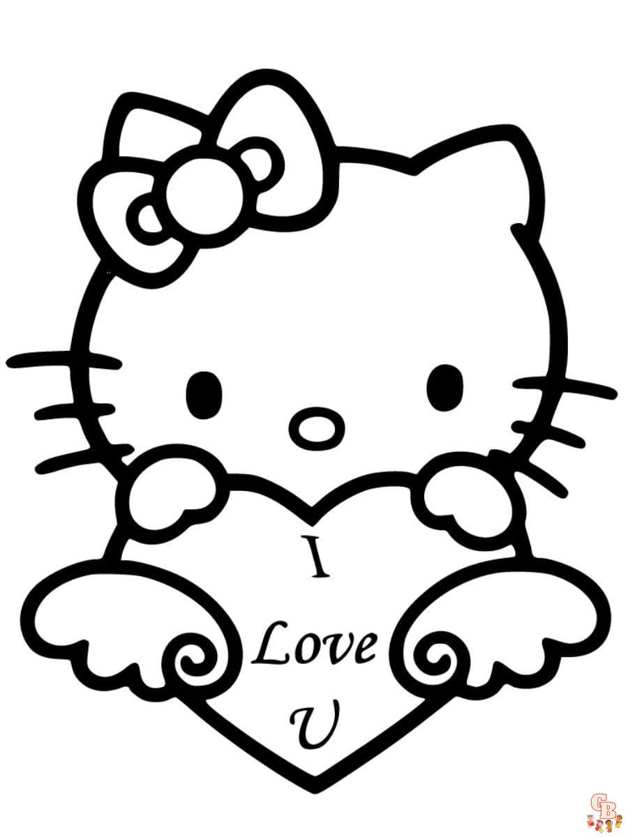 hello kitty valentines coloring pages cute