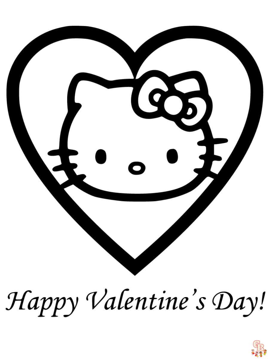 hello kitty valentines coloring pages free