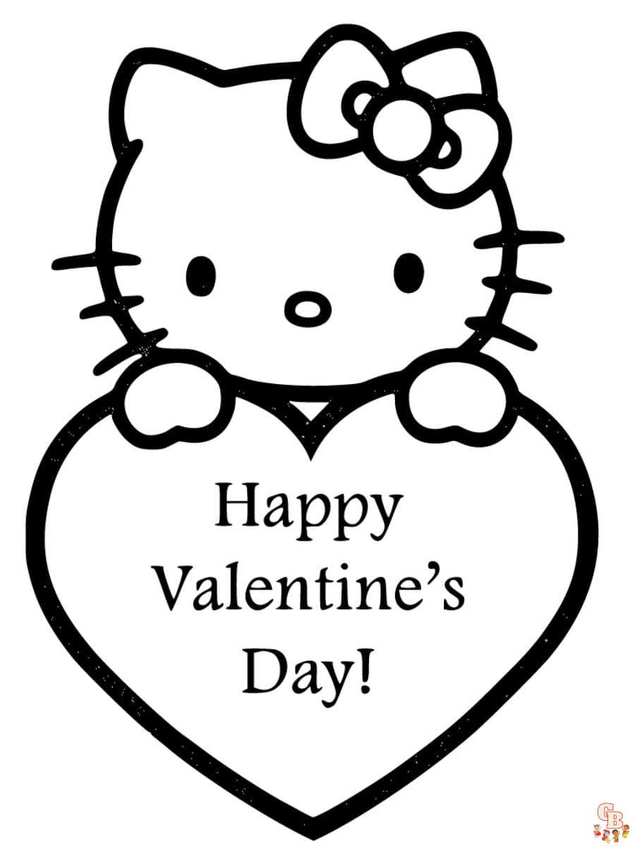 hello kitty valentines coloring pages to print free