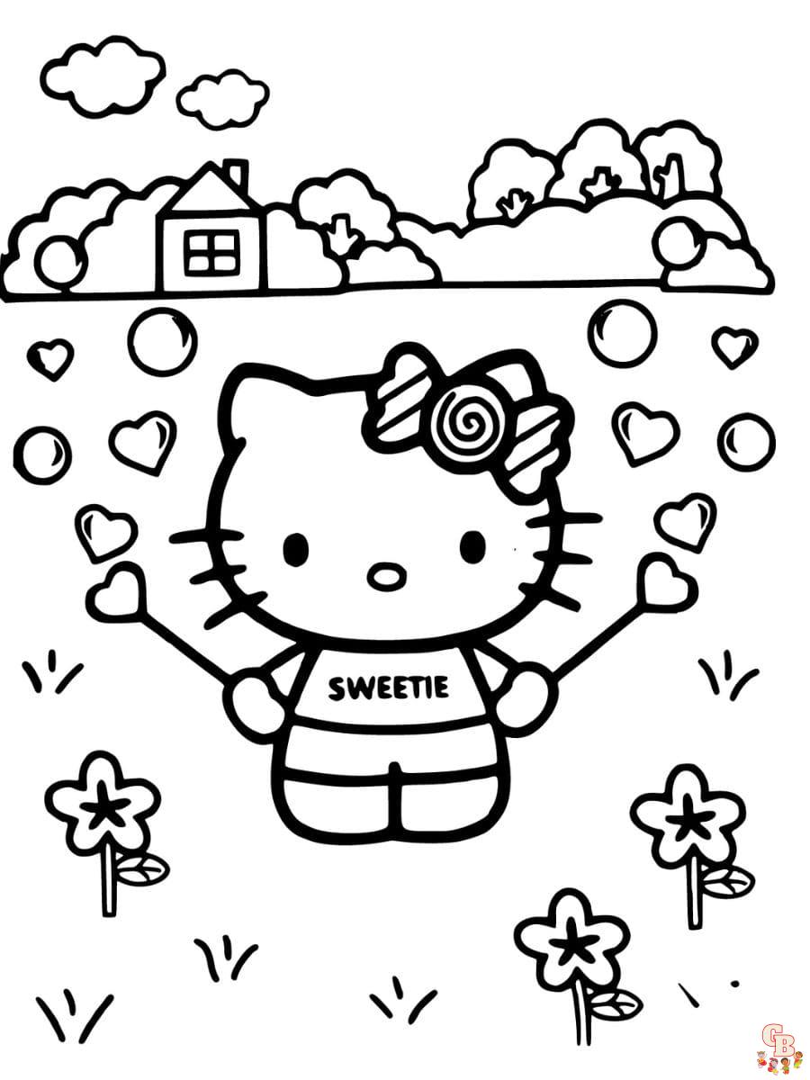 hello kitty valentines coloring pages to print