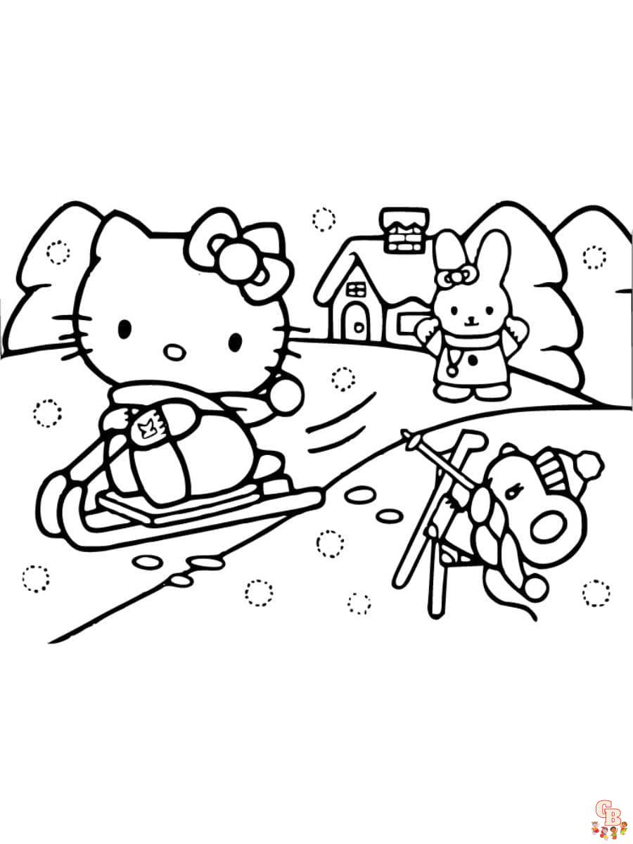 hello kitty winter coloring pages free printable