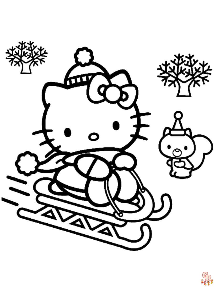 hello kitty winter coloring pages free