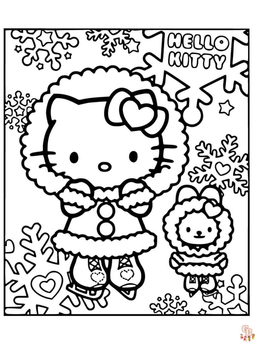 hello kitty winter coloring pages printable free
