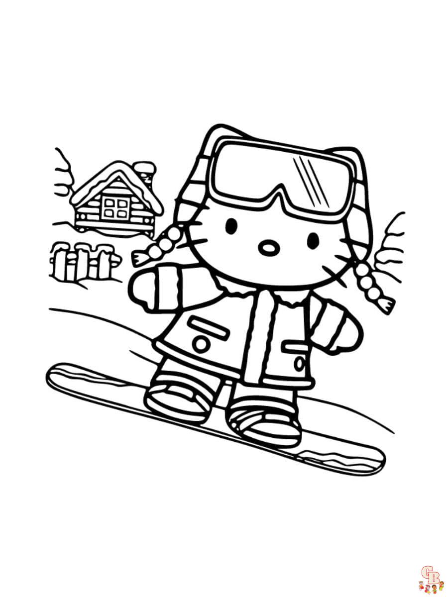 hello kitty winter coloring pages to print free
