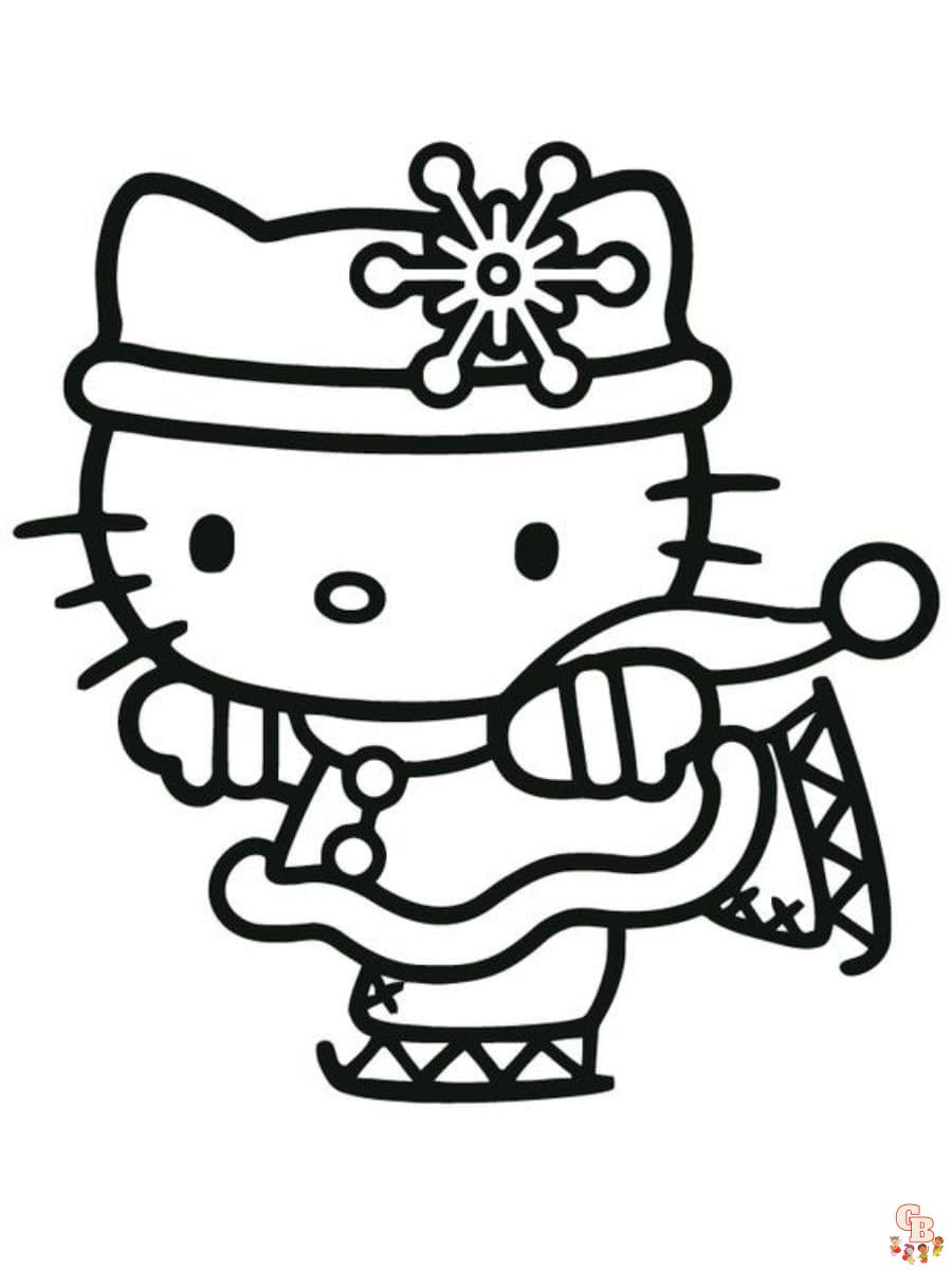 hello kitty winter coloring pages to print