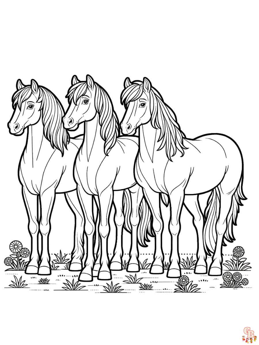 herd of horses coloring pages free printable