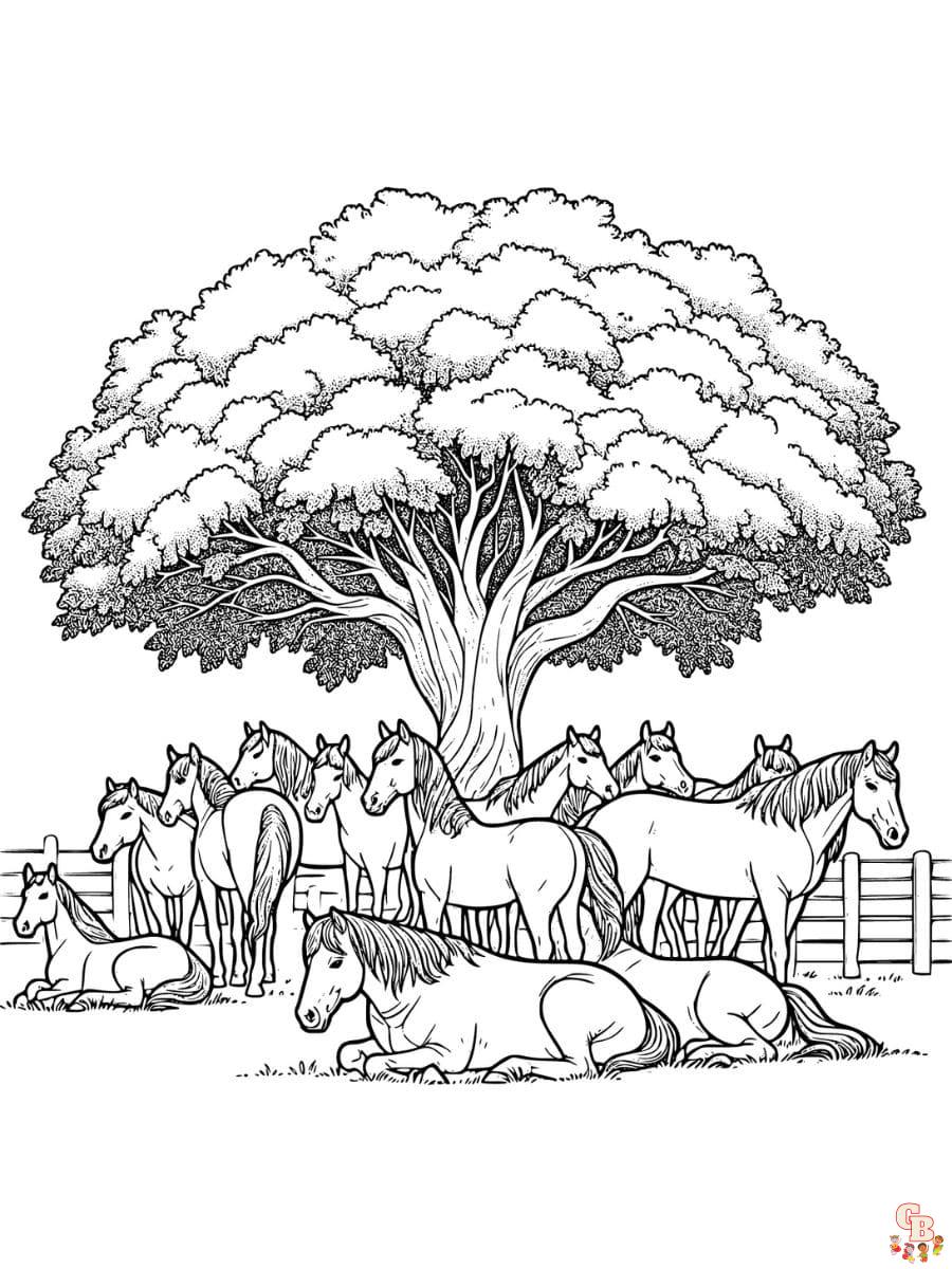 herd of horses coloring pages to print