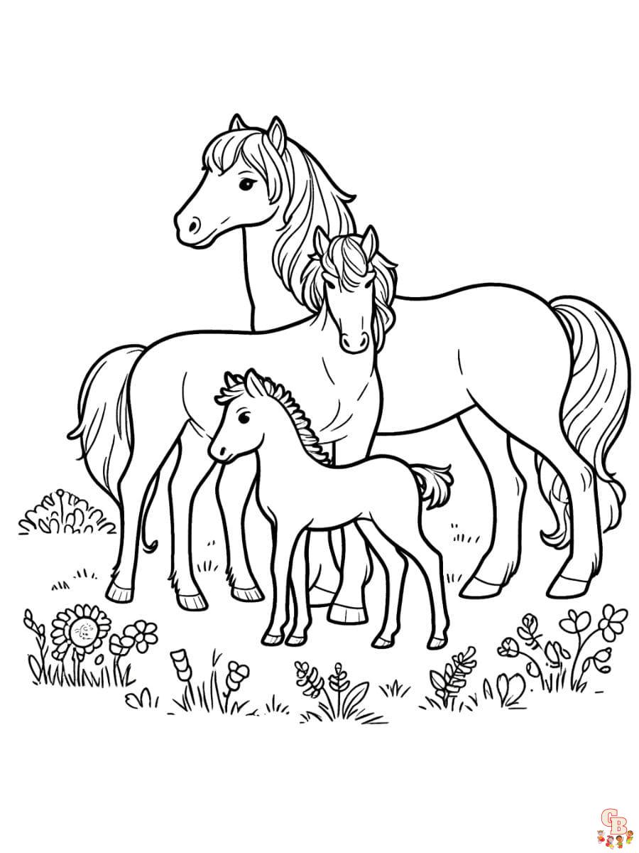 herd of horses coloring pages