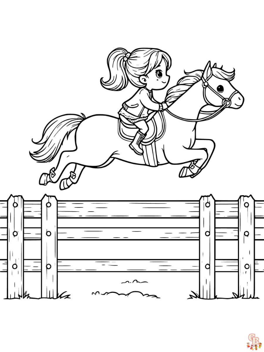 horse and girl coloring page