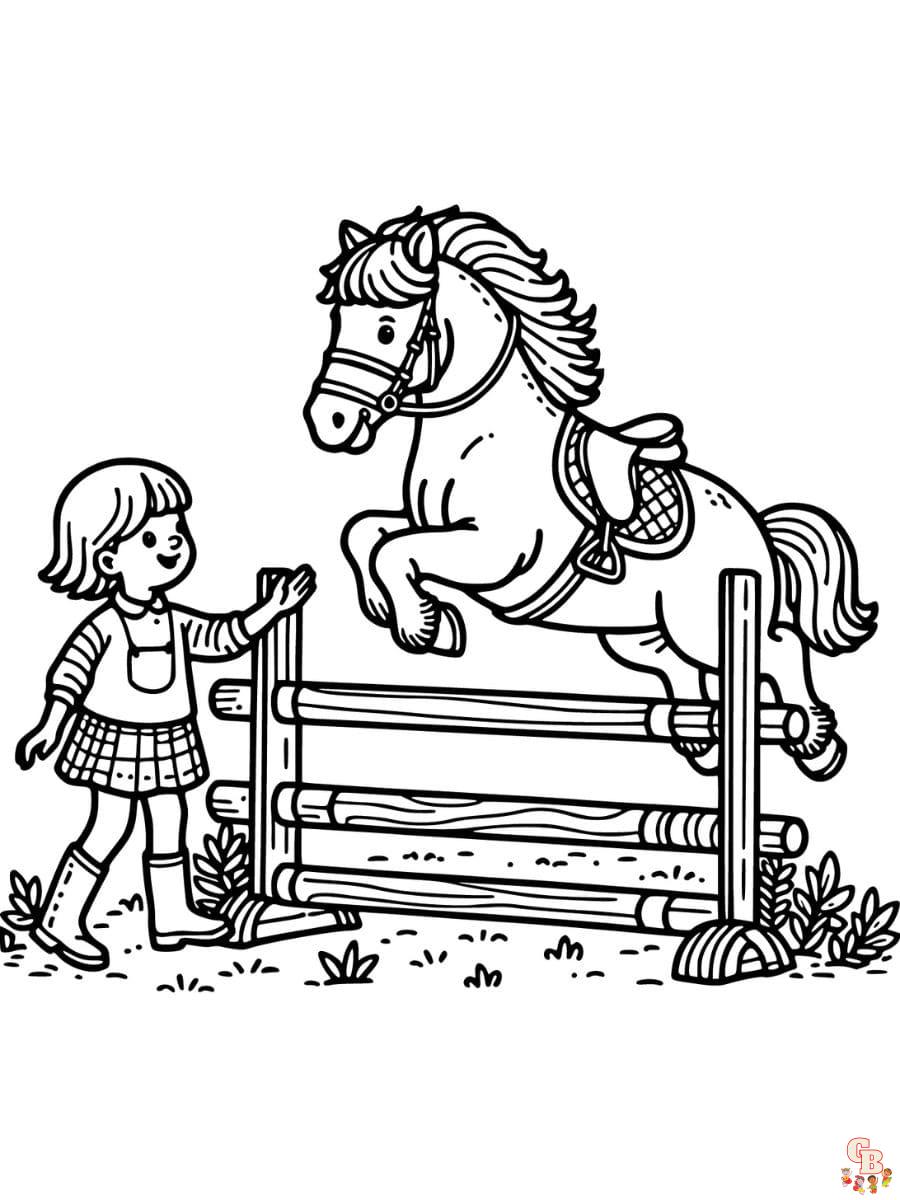horse and girl coloring pages free